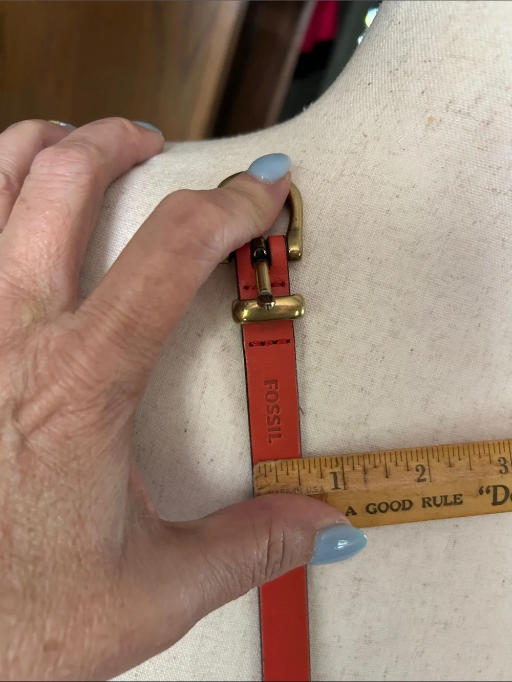 Burnt Orange Leather Chain-Detail Belt
